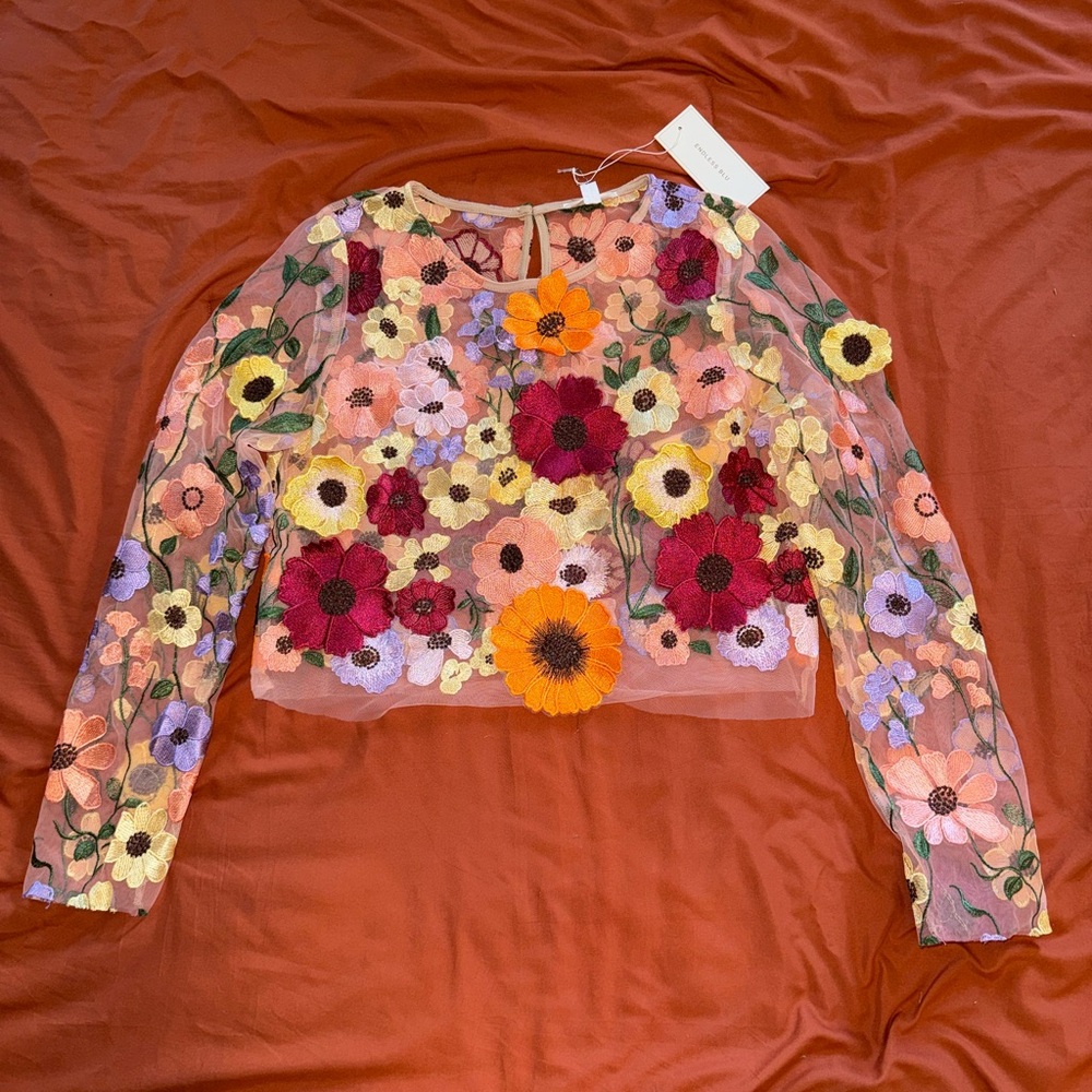 Vibrant Floral Embroidered Blouse